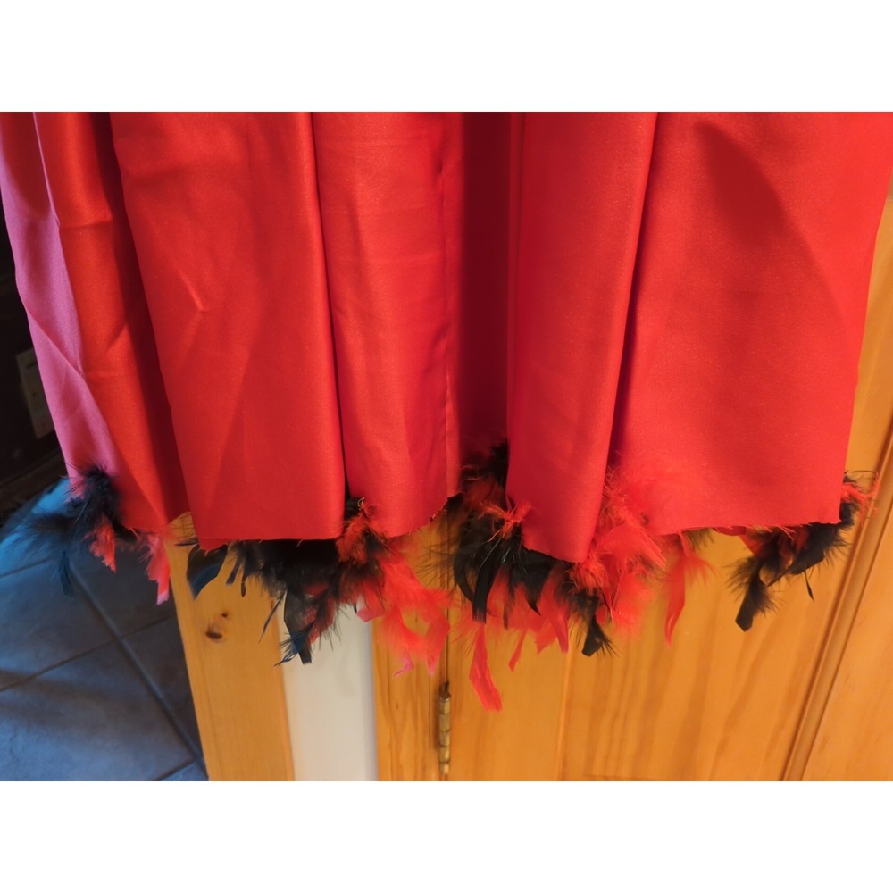 Vintage Loralie Party Prom Dress Size 8 Red Silk With Red‎ & Black Feathers - Picture 9 of 16